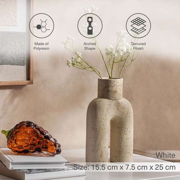 無料配達 Vase Arch Polyresin Elara 15.5x7.5x25cm Beige - 置物